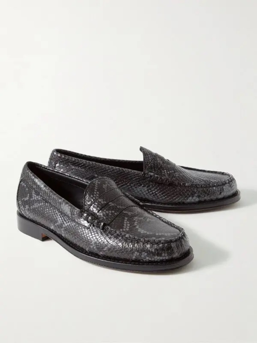G.H. Bass Weejuns Black Leather Snakeskin Embossed Whitney Comfort Loafers 7